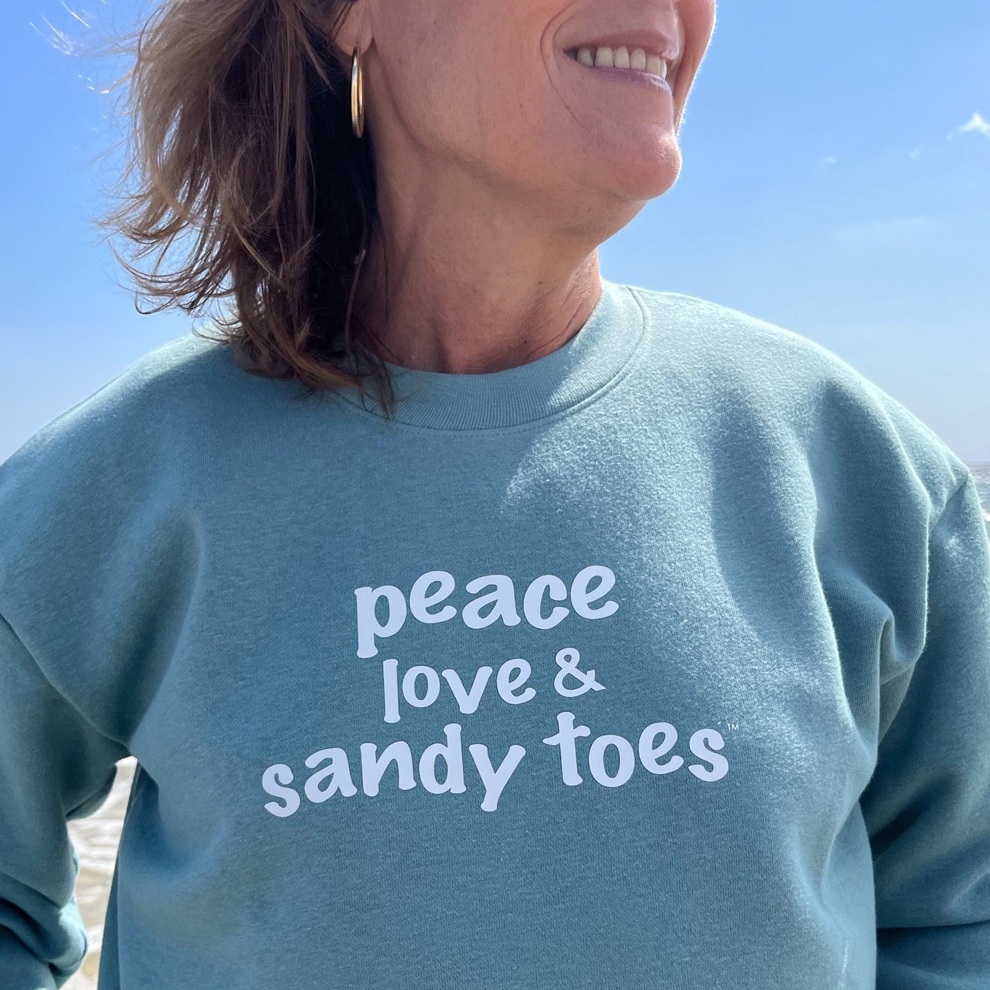 Wavy peace love & sandy toes crew sweatshirt