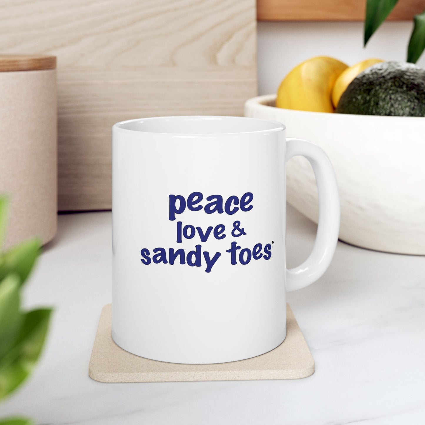 peace love & sandy toes Ceramic Mug, (11oz)